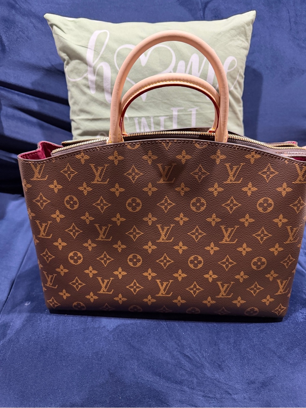 Brown Monogram Top-Handle Tote - Brown